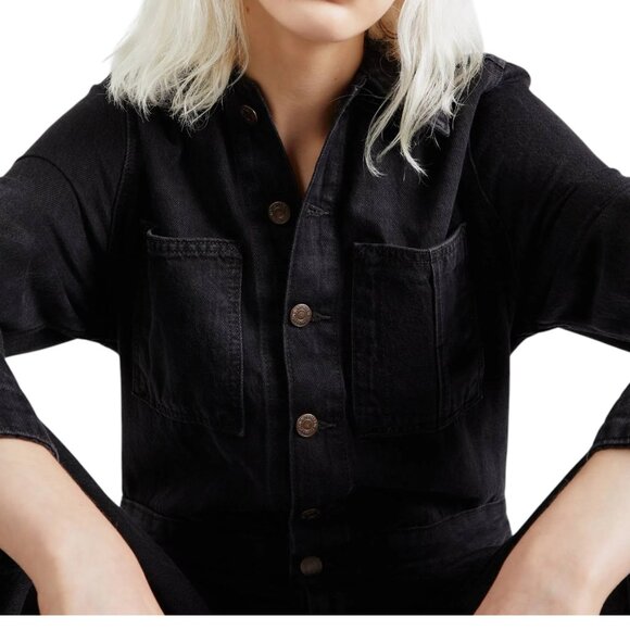 Free People x Levi's Womens Size XL Long Sleeve Denim Coveralls Black Wash NWT - Picture 4 of 15